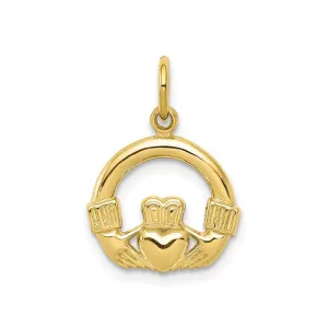 10K Yellow Gold Polished Claddagh Pendant