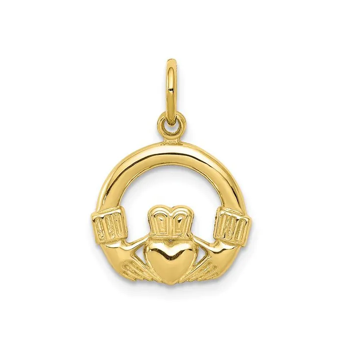 10K Yellow Gold Polished Claddagh Pendant