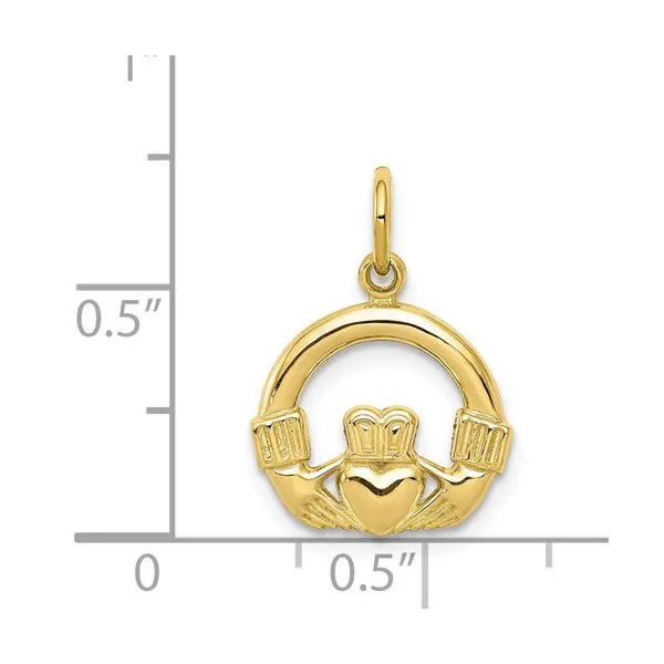 10K Yellow Gold Polished Claddagh Pendant