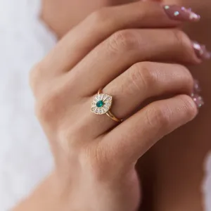 14k Gold Bold Colored Stone Ring
