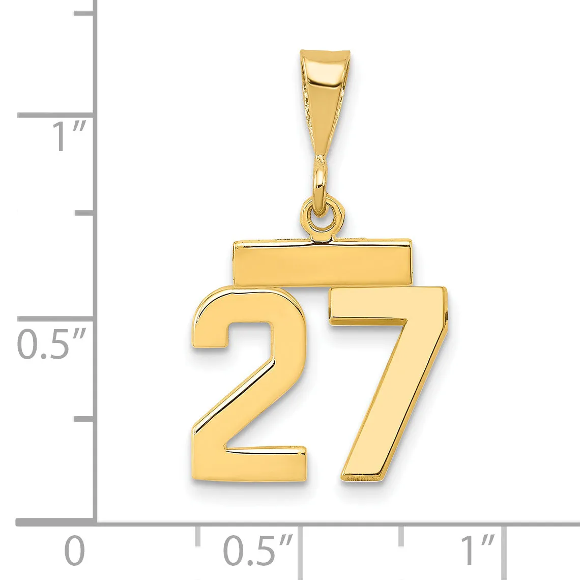 14k yellow gold small polished number 27 charm