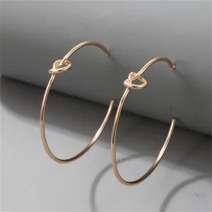 18K Gold-Plated Knot-Accent Thin Hoop Earrings