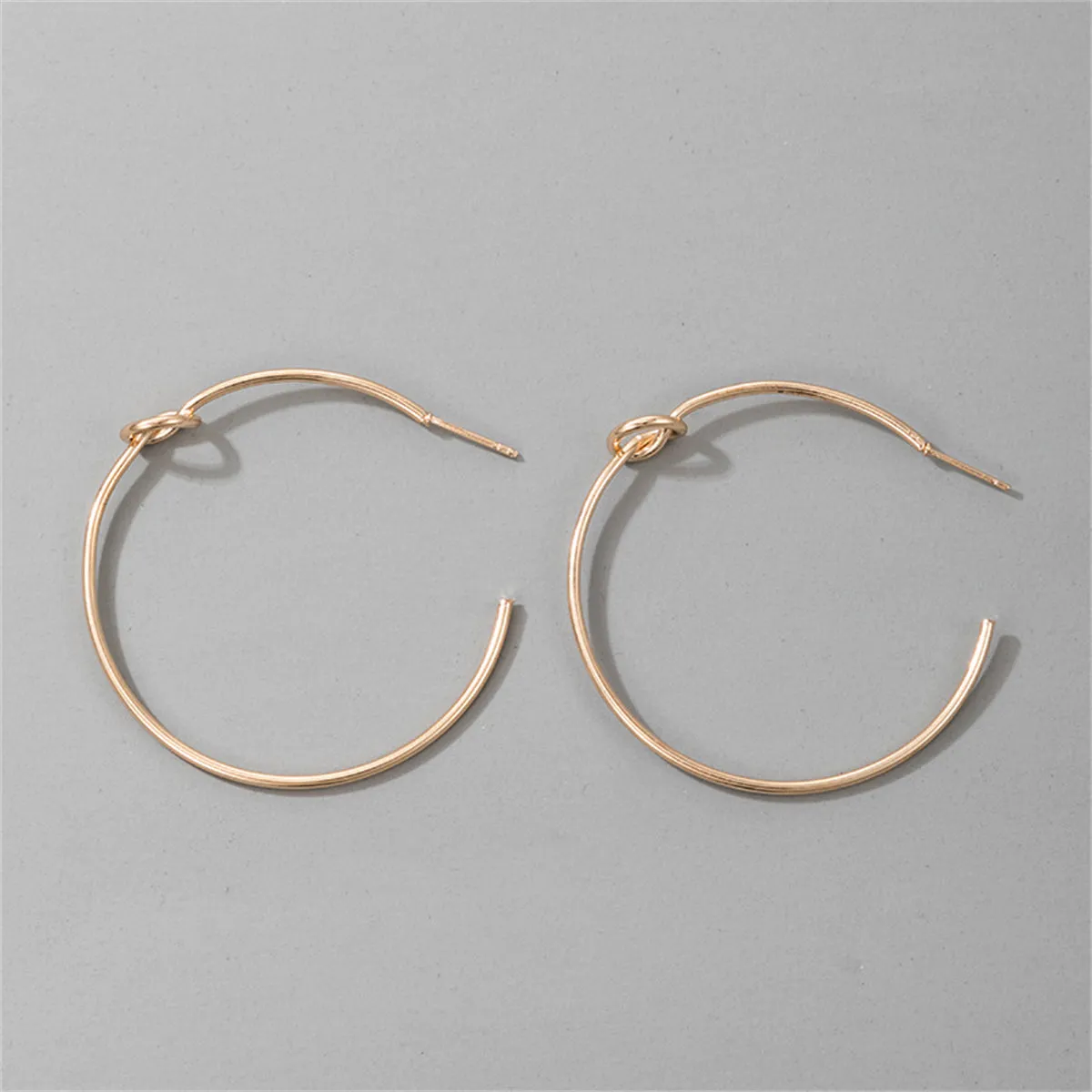 18K Gold-Plated Knot-Accent Thin Hoop Earrings