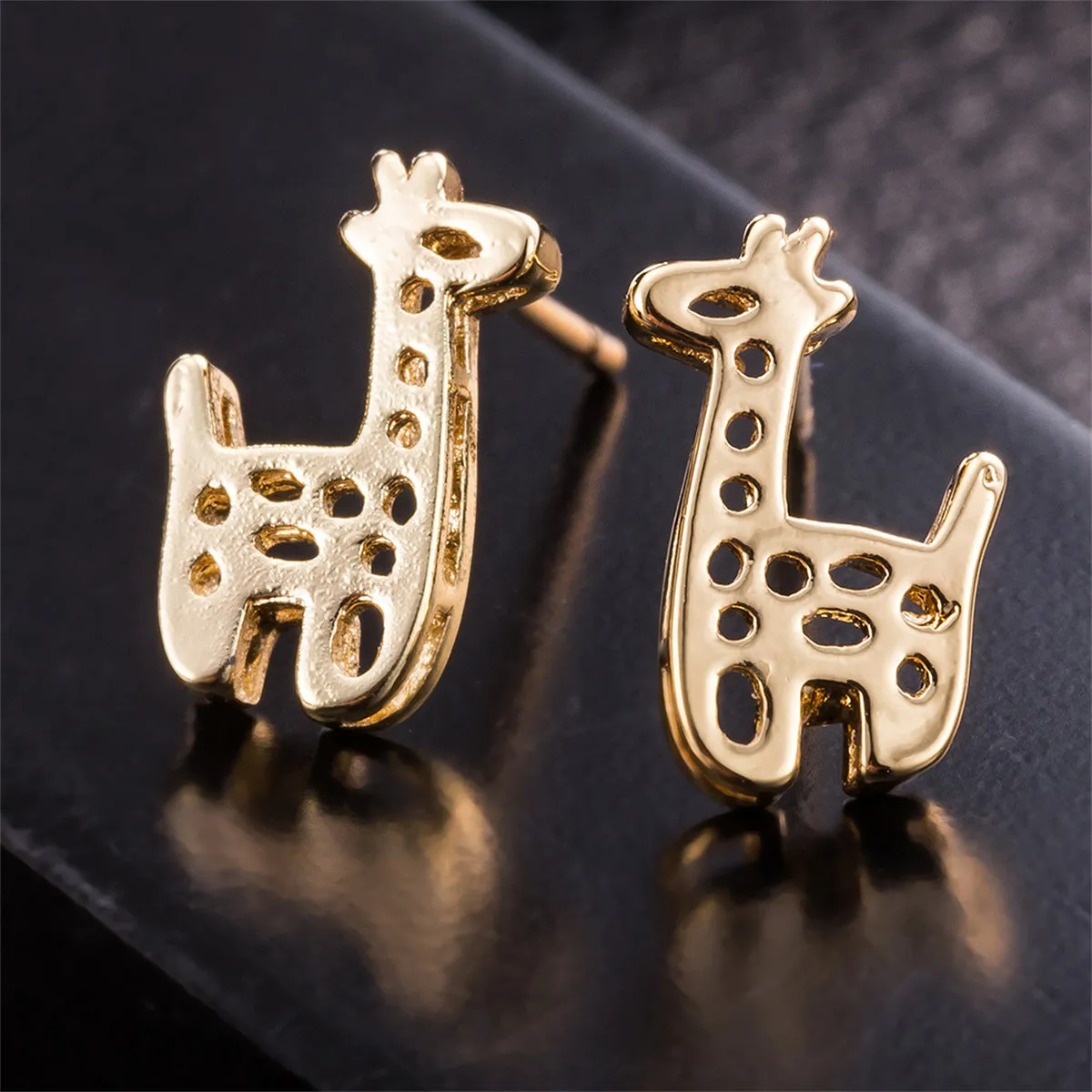18K Gold-Plated Open Giraffe Stud Earrings