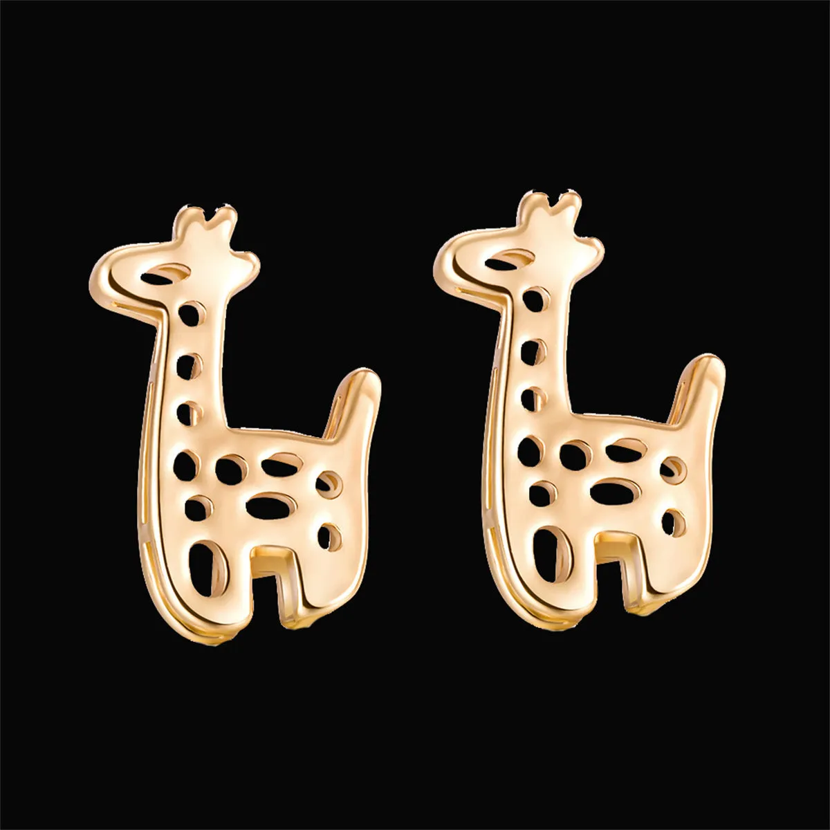 18K Gold-Plated Open Giraffe Stud Earrings