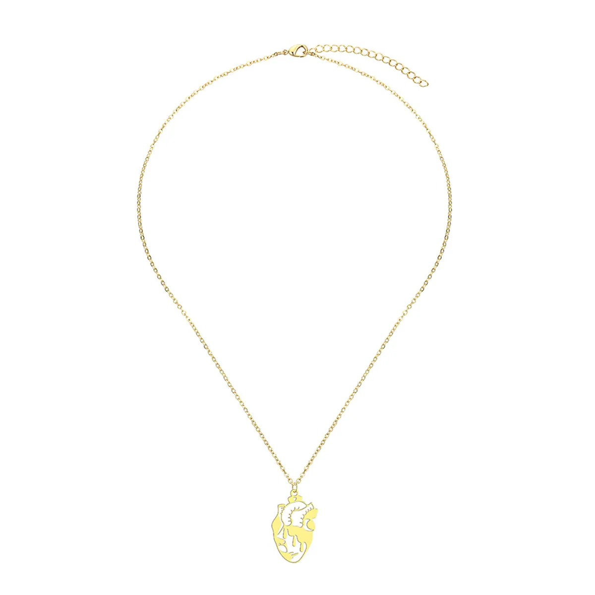 18K Gold-Plated Openwork Heart Pendant Necklace