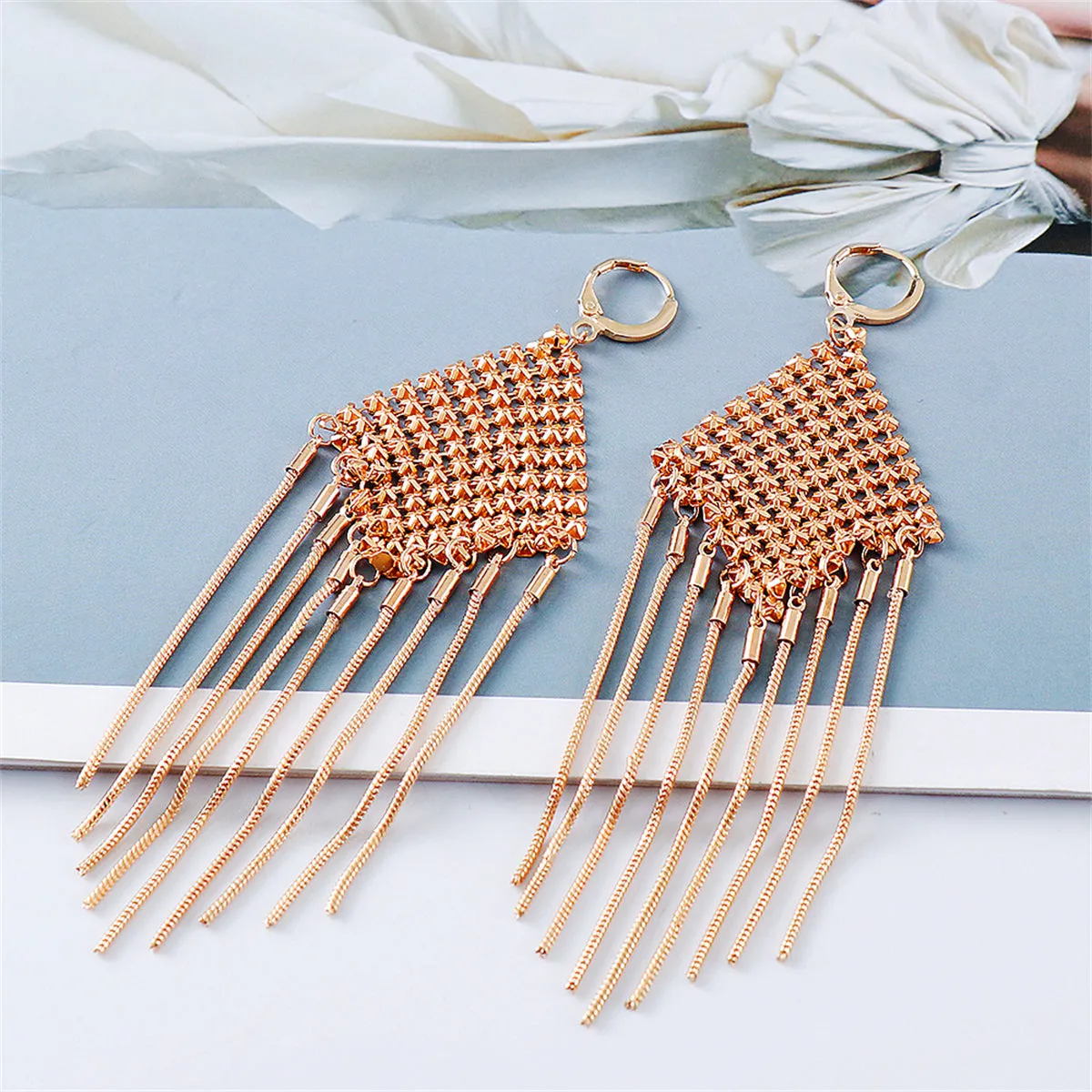 18K Gold-Plated Woven Tassel Drop Earrings