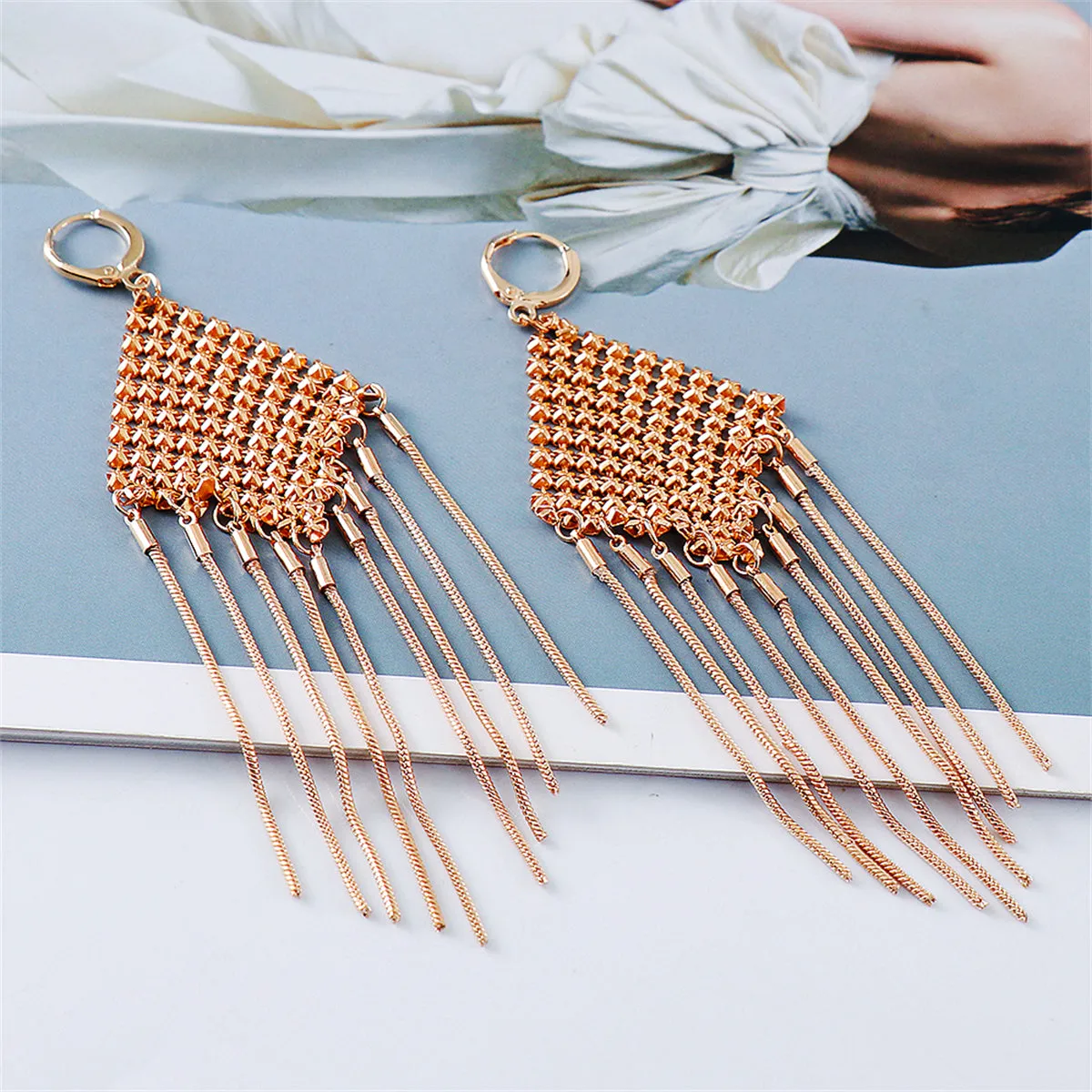 18K Gold-Plated Woven Tassel Drop Earrings