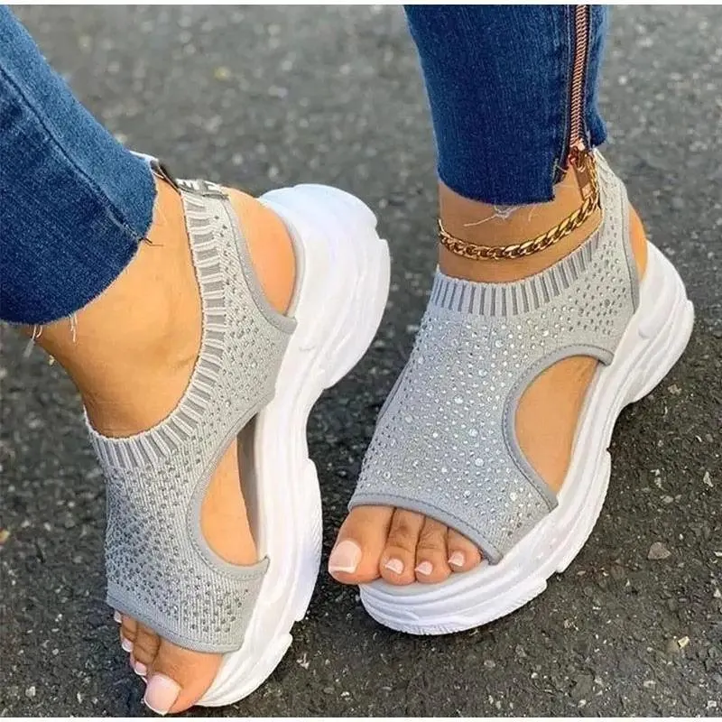 2021 Elegant Women Sandals Comfort Summer Stretch Fabric Durable Material Modern Design For Womens