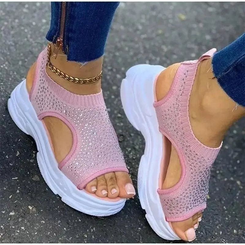 2021 Elegant Women Sandals Comfort Summer Stretch Fabric Durable Material Modern Design For Womens
