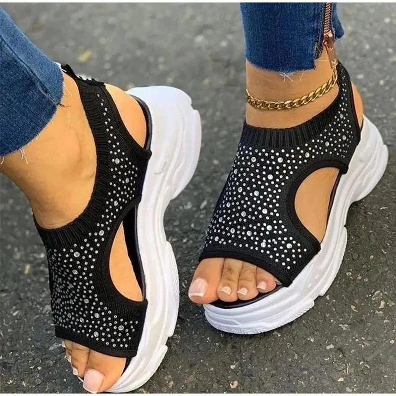 2021 Elegant Women Sandals Comfort Summer Stretch Fabric Durable Material Modern Design For Womens