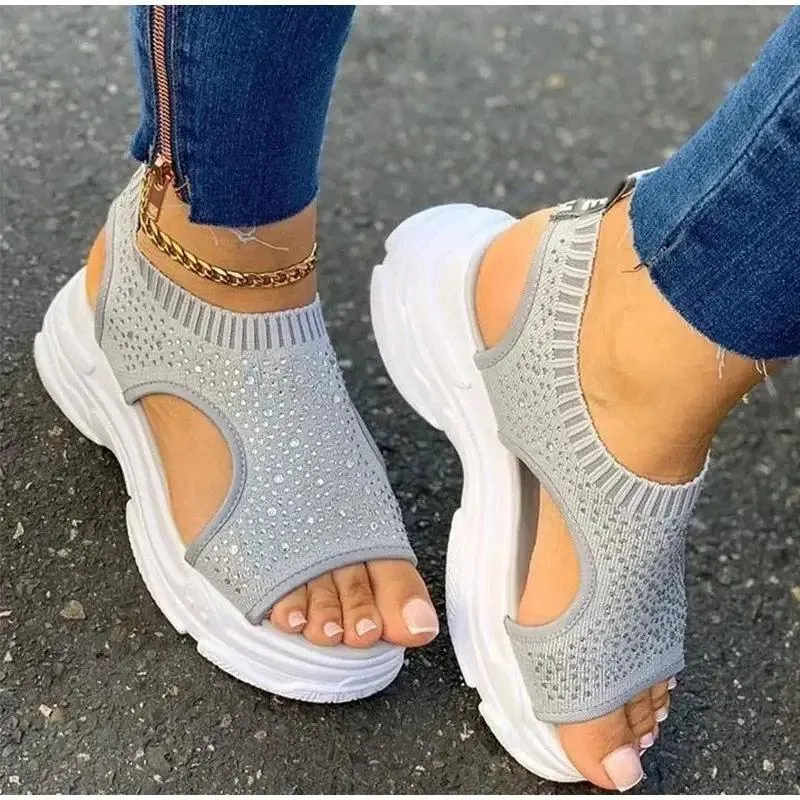 2021 Elegant Women Sandals Comfort Summer Stretch Fabric Durable Material Modern Design For Womens