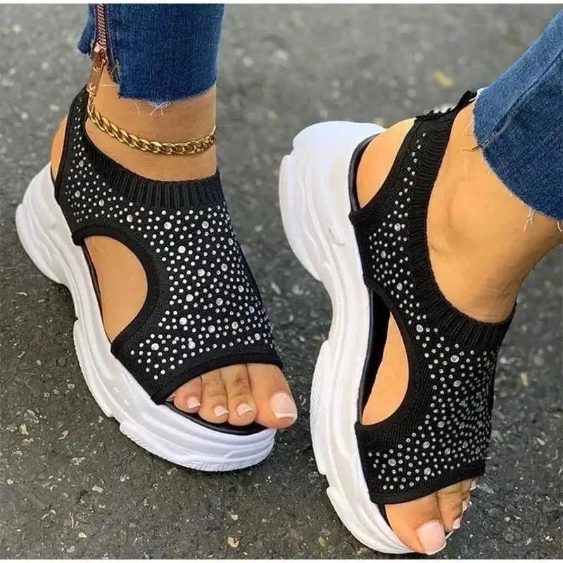 2021 Elegant Women Sandals Comfort Summer Stretch Fabric Durable Material Modern Design For Womens