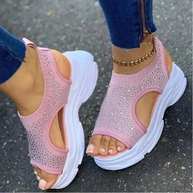 2021 Elegant Women Sandals Comfort Summer Stretch Fabric Durable Material Modern Design For Womens