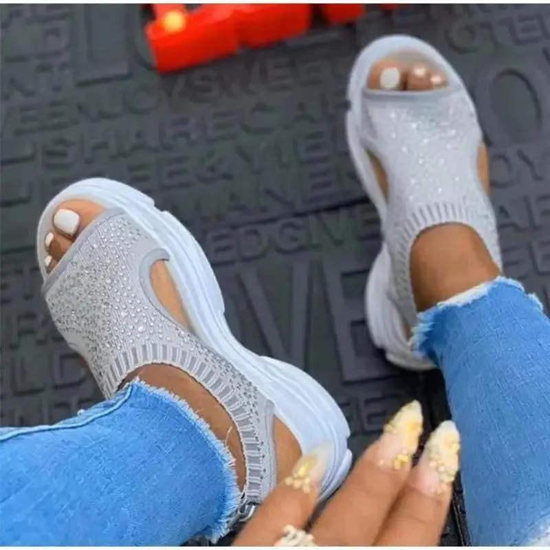 2021 Elegant Women Sandals Comfort Summer Stretch Fabric Durable Material Modern Design For Womens