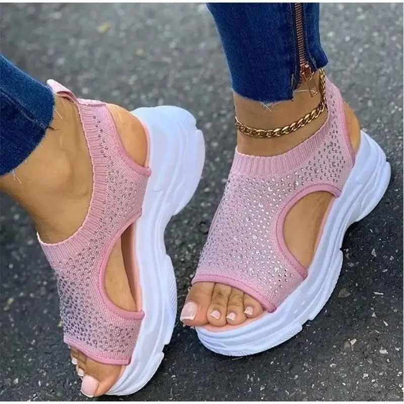 2021 Elegant Women Sandals Comfort Summer Stretch Fabric Durable Material Modern Design For Womens