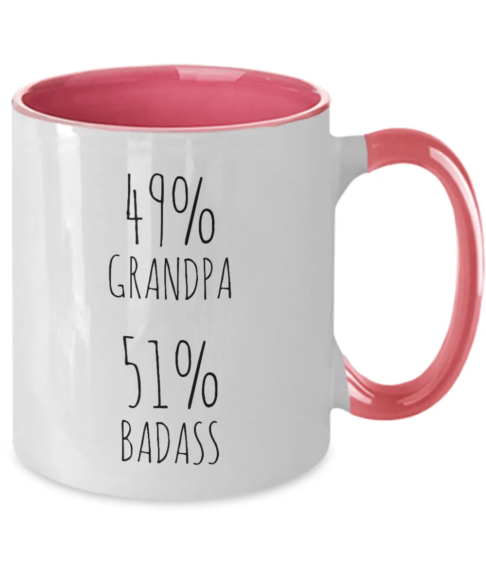 49% Grandpa 51% Badass Two-Tone Mug Coffee Cup Funny Gift
