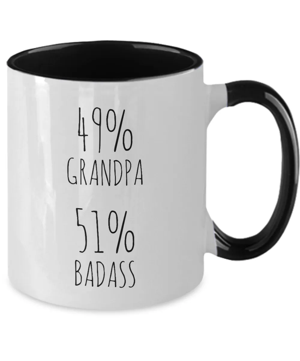 49% Grandpa 51% Badass Two-Tone Mug Coffee Cup Funny Gift