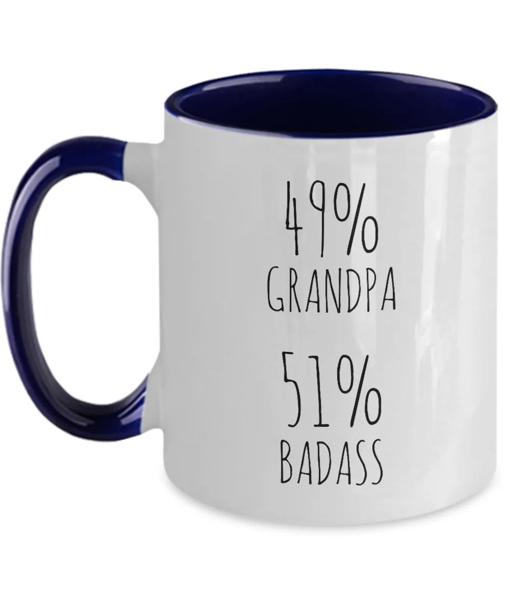 49% Grandpa 51% Badass Two-Tone Mug Coffee Cup Funny Gift