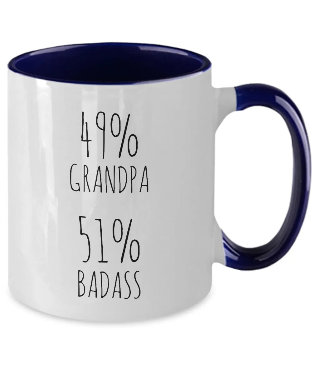 49% Grandpa 51% Badass Two-Tone Mug Coffee Cup Funny Gift