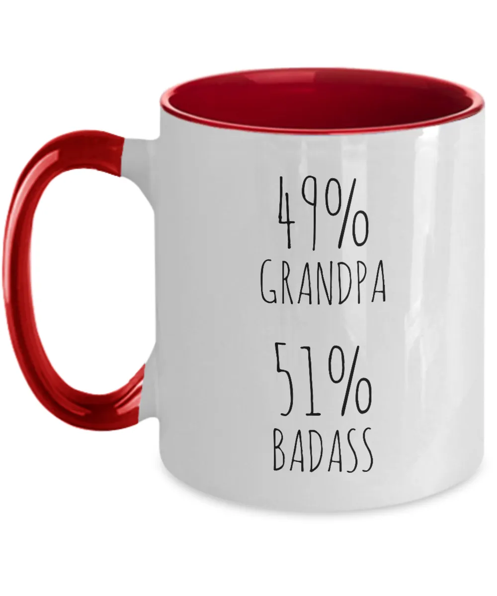 49% Grandpa 51% Badass Two-Tone Mug Coffee Cup Funny Gift