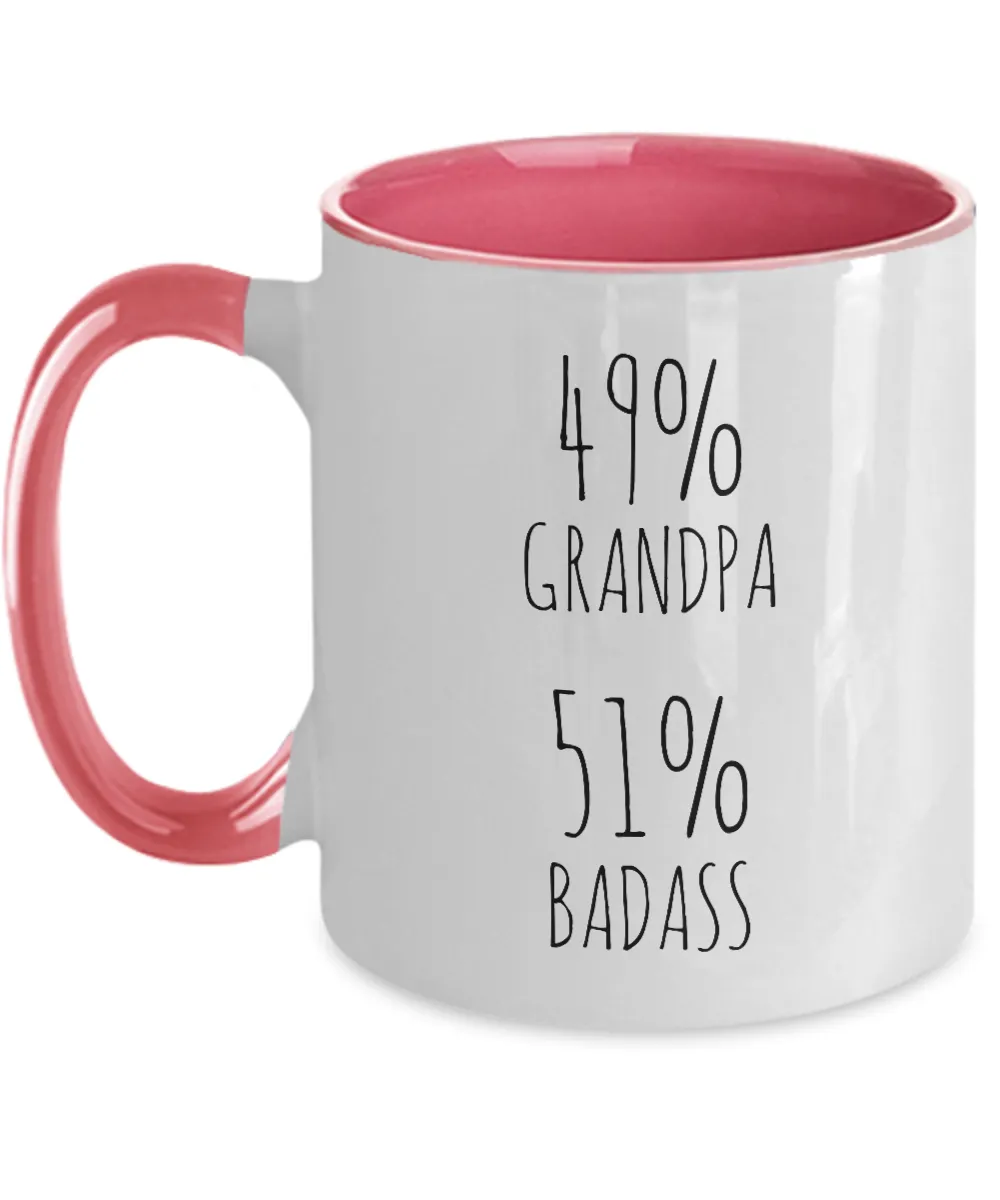49% Grandpa 51% Badass Two-Tone Mug Coffee Cup Funny Gift