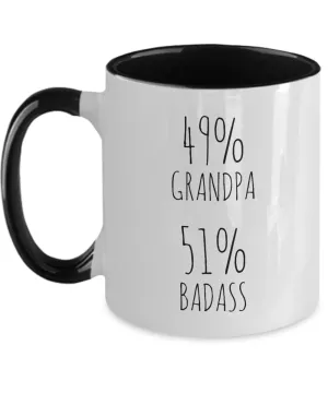 49% Grandpa 51% Badass Two-Tone Mug Coffee Cup Funny Gift