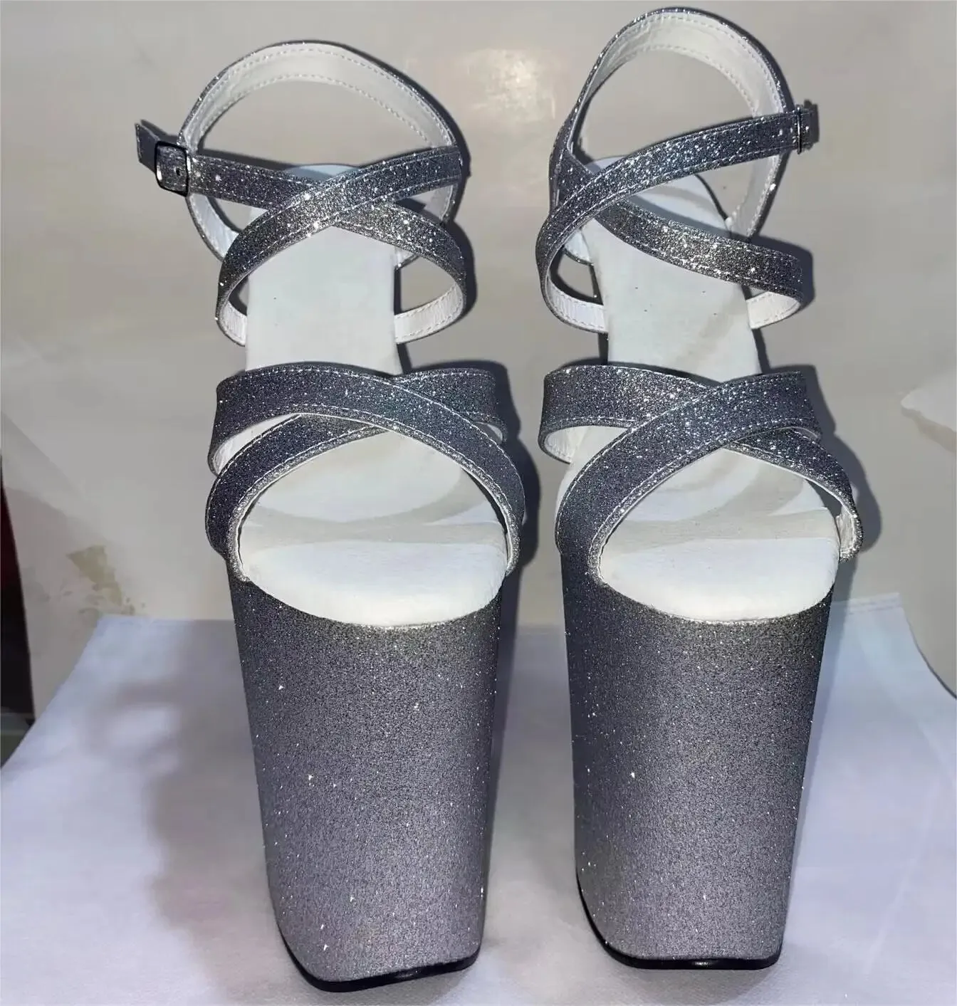 9 inch high heel sandals cross sequined shoes bread and 23 cm stiletto shoes