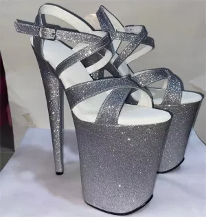 9 inch high heel sandals cross sequined shoes bread and 23 cm stiletto shoes