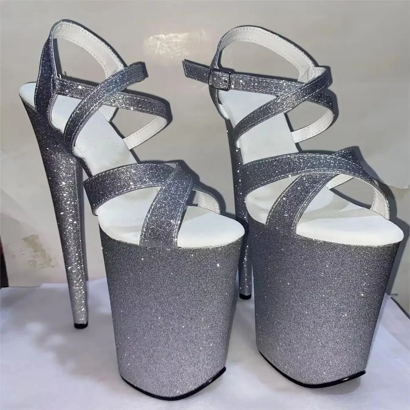 9 inch high heel sandals cross sequined shoes bread and 23 cm stiletto shoes