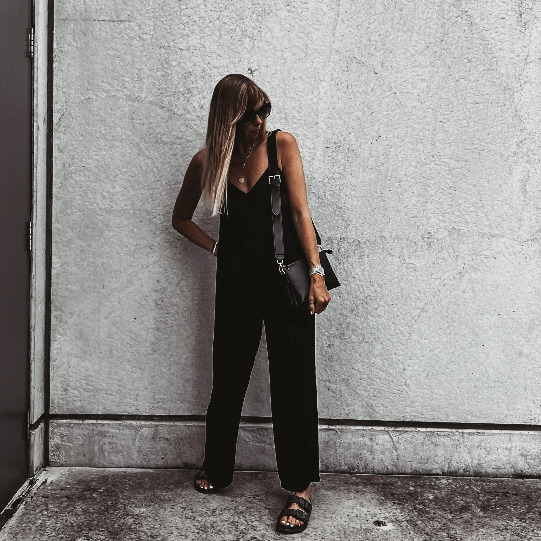 Athena satin BLACK jumpsuit