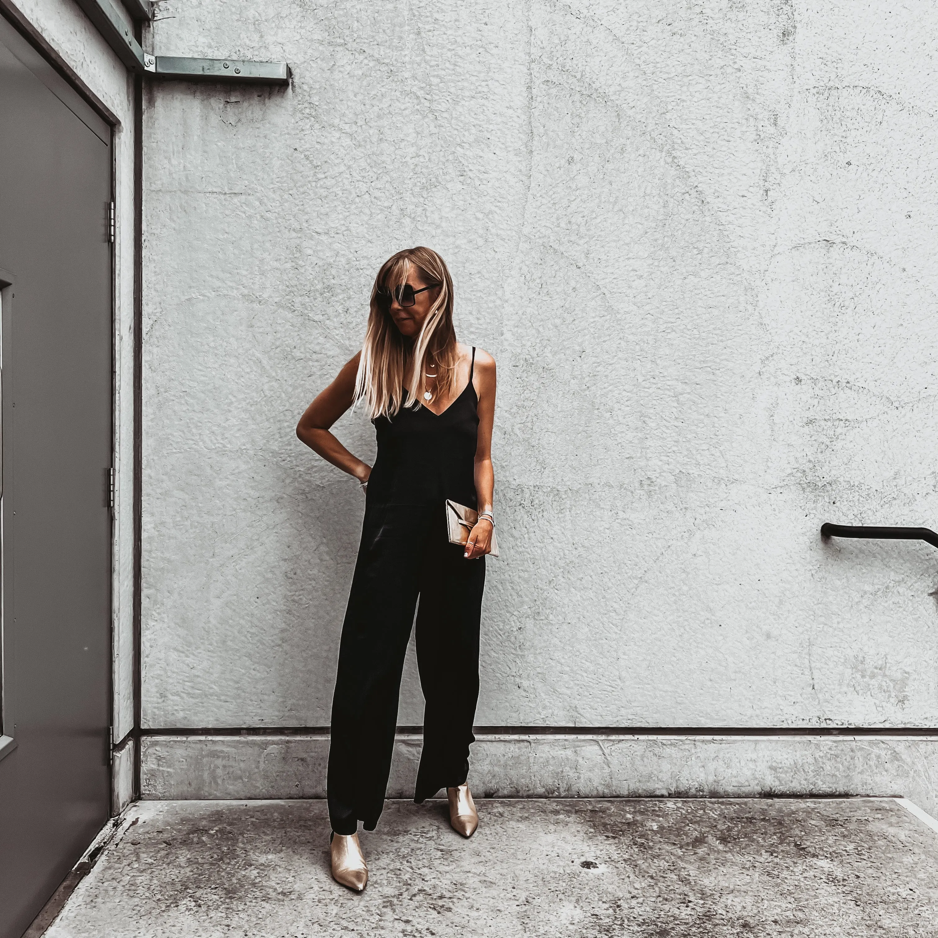 Athena satin BLACK jumpsuit