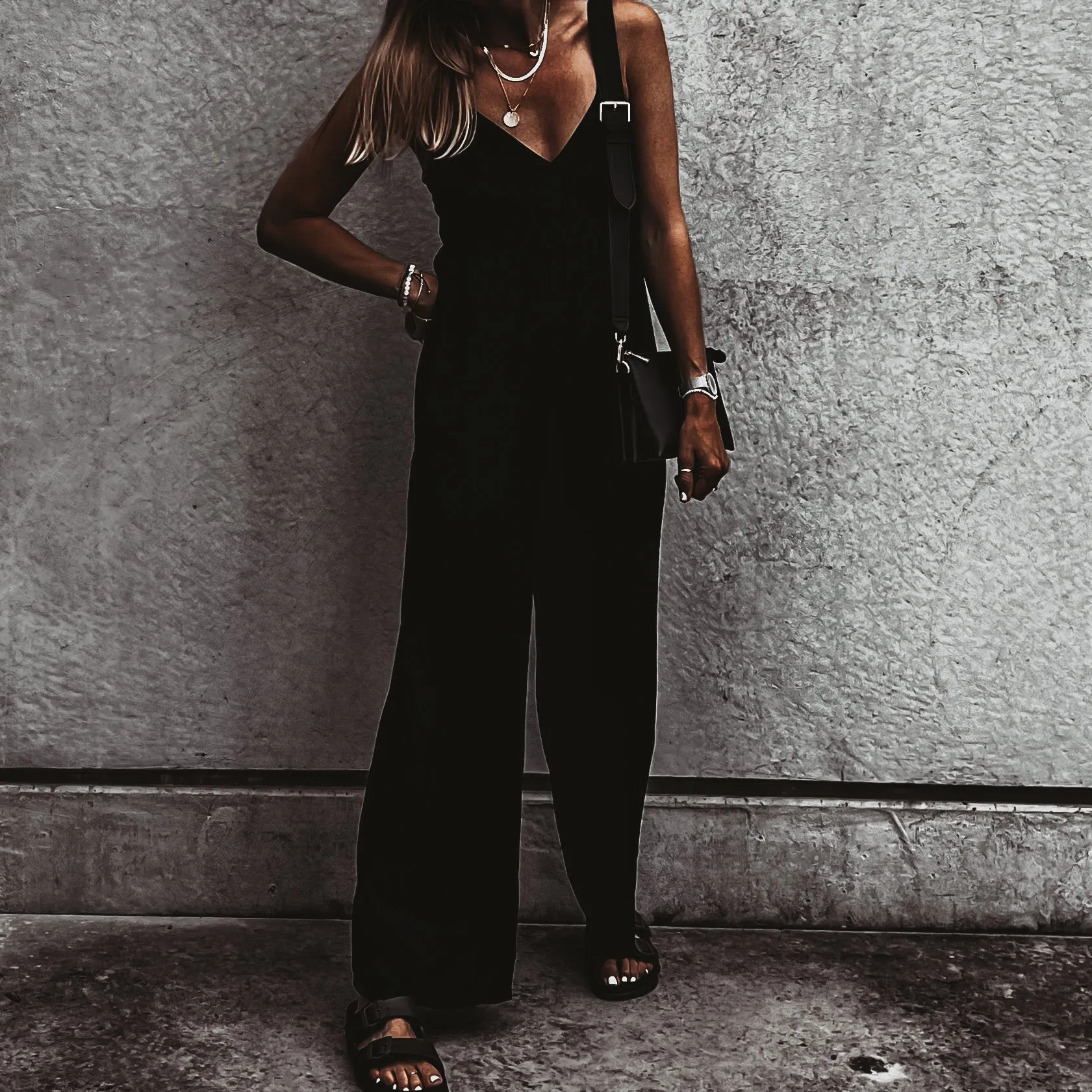 Athena satin BLACK jumpsuit