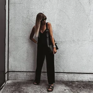 Athena satin BLACK jumpsuit