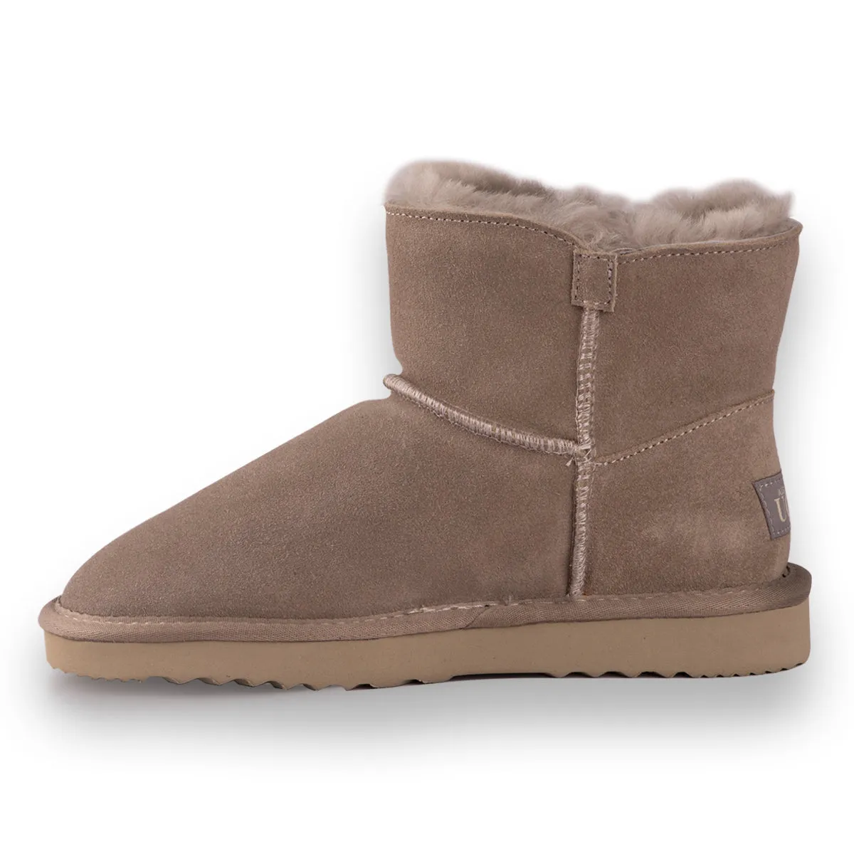 AUS WOOLI UGG SHORT SHEEPSKIN BUTTON BOOT - LIGHTGREY