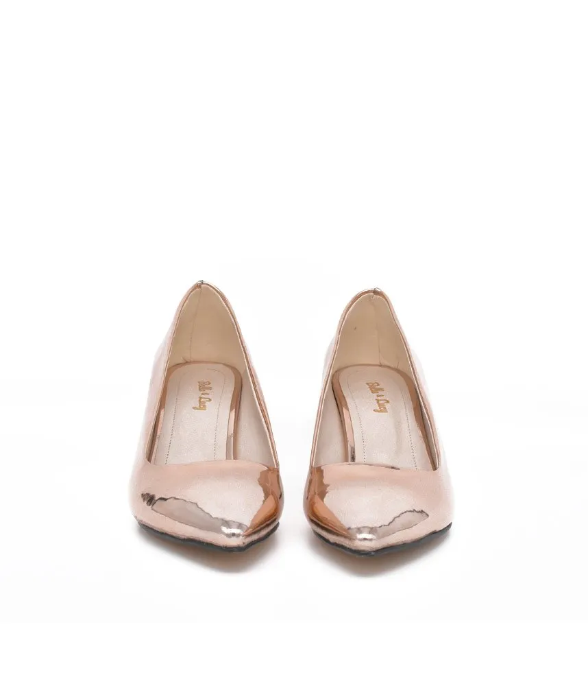 Belle &amp; Lucy Stylish Metallic Copper Midi Heels