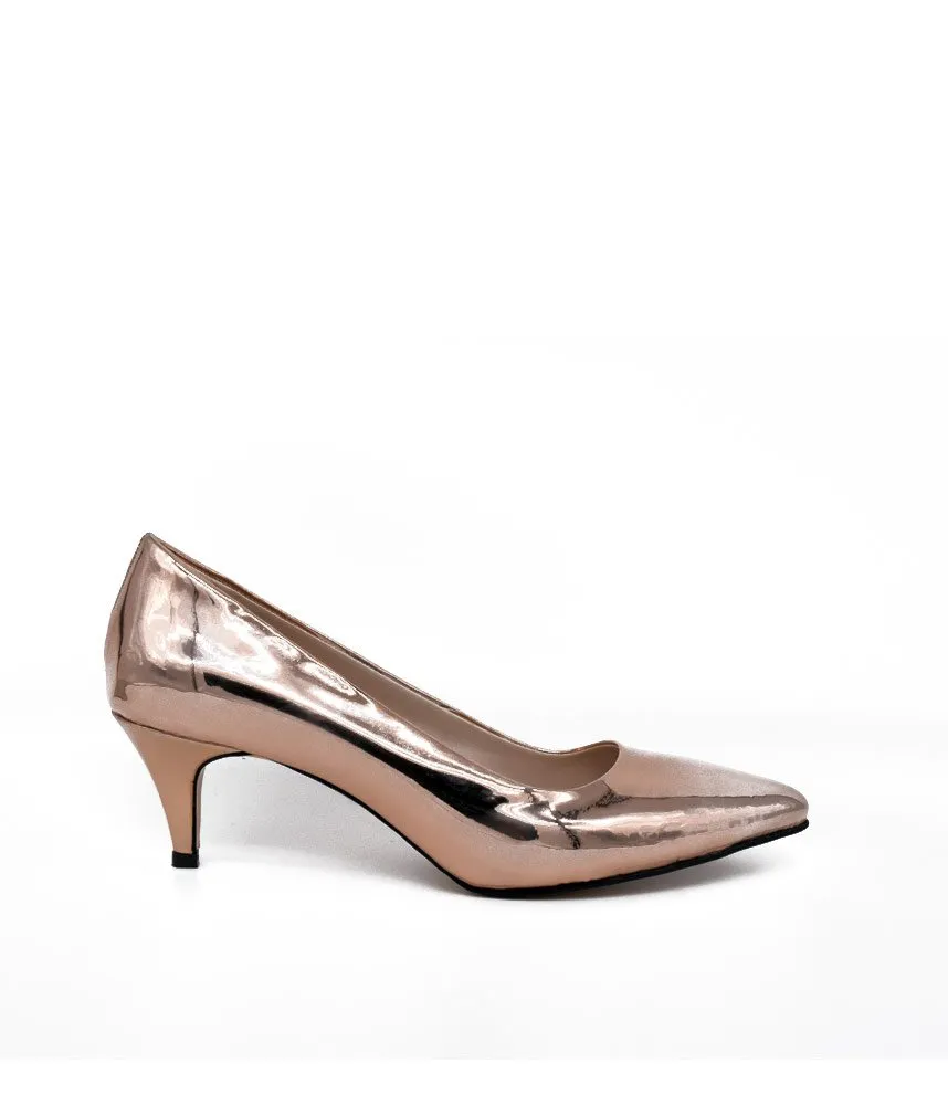 Belle &amp; Lucy Stylish Metallic Copper Midi Heels