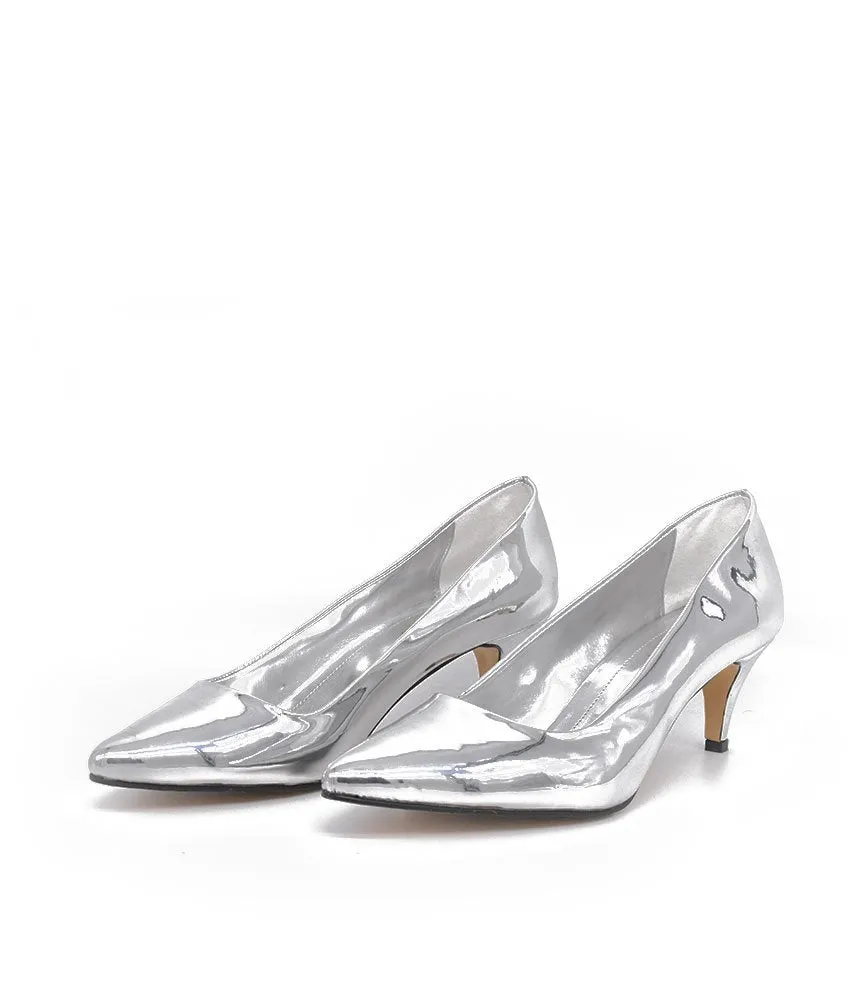 Belle &amp; Lucy Stylish Metallic Silver Midi Heels