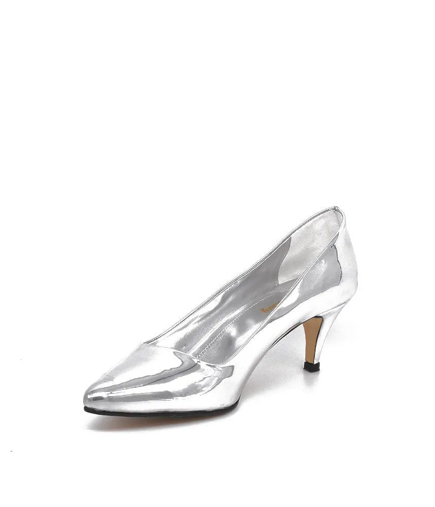 Belle &amp; Lucy Stylish Metallic Silver Midi Heels
