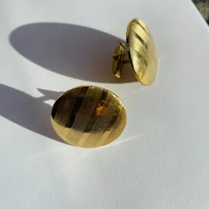 Big Round Gold Stripe Cufflinks