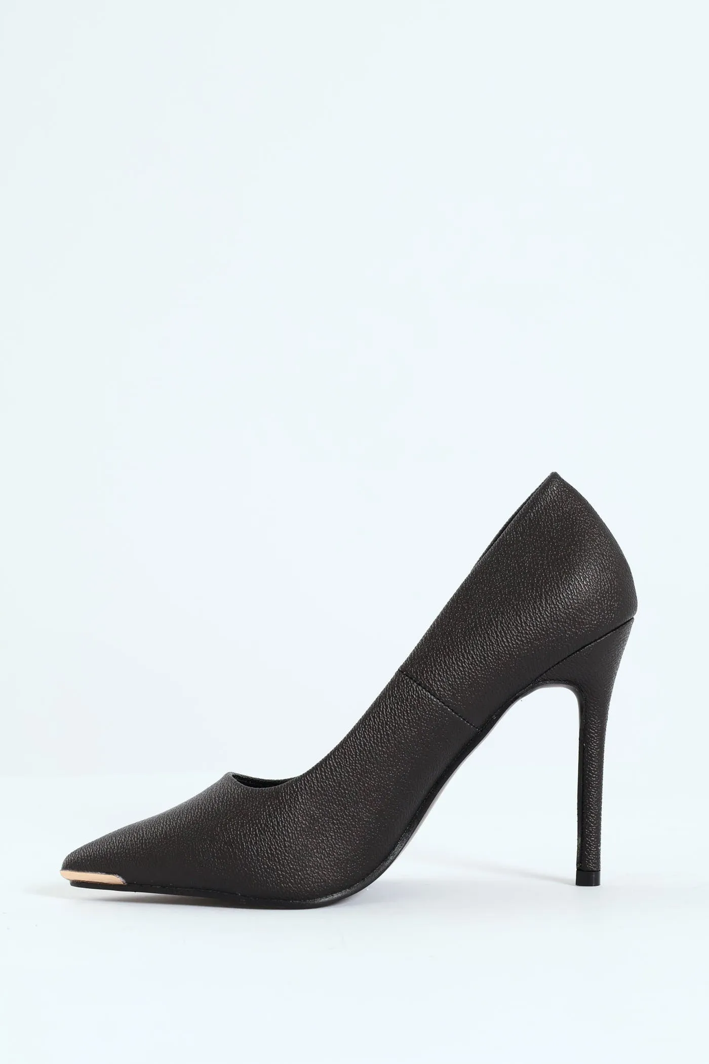 Black Base Floral Print Stiletto Heel - Black