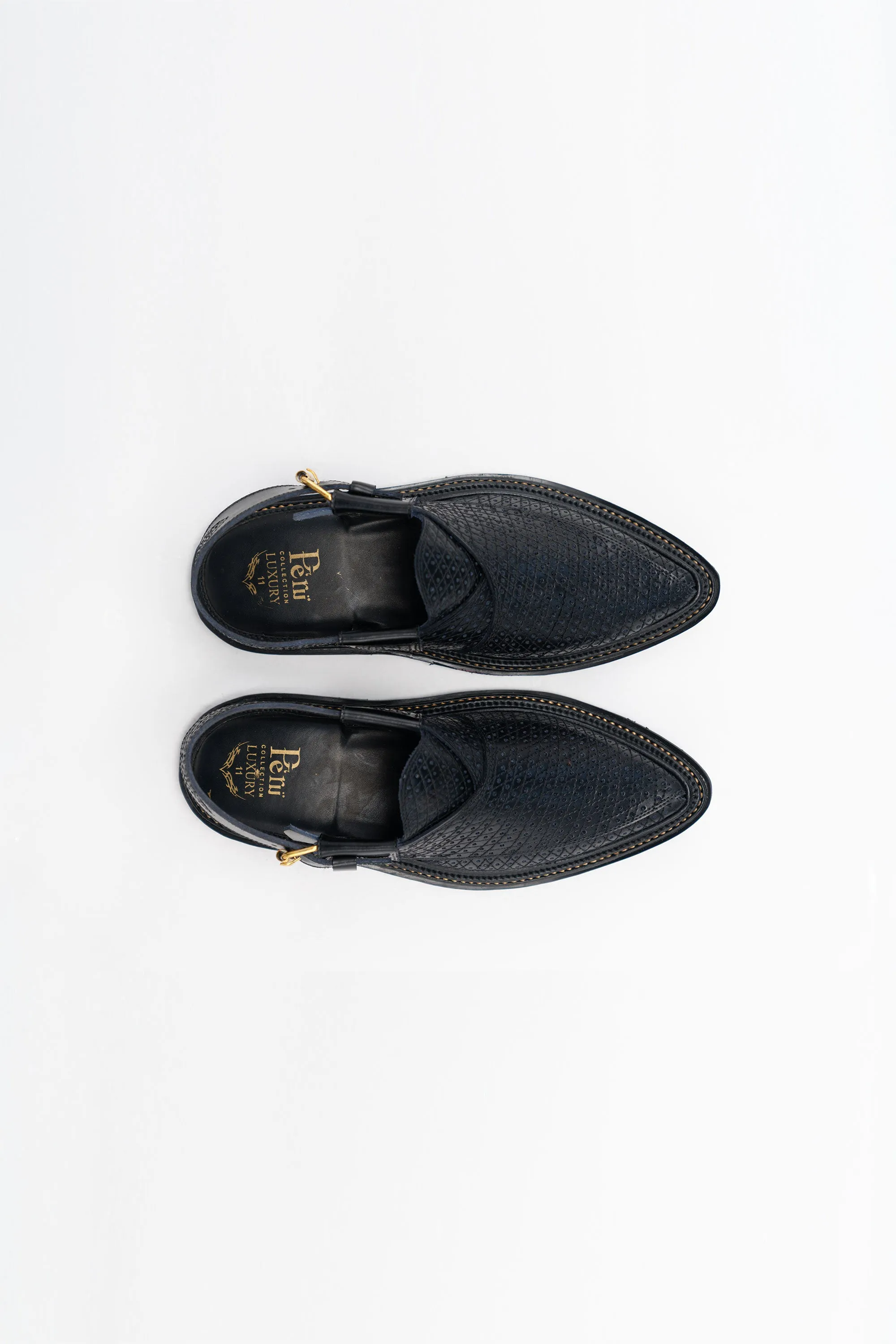 Black Perforated Leather Sandal