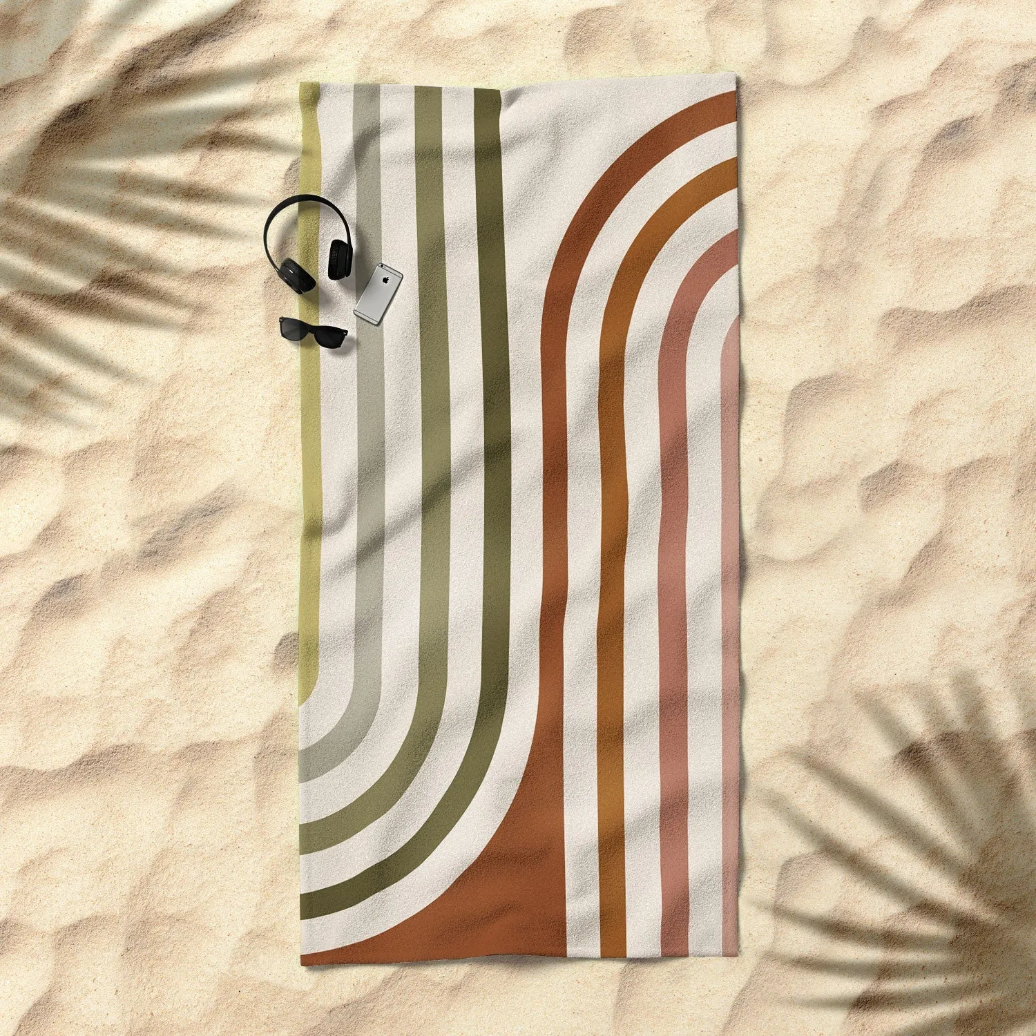 Bold Curvature Stripes I Beach Towel