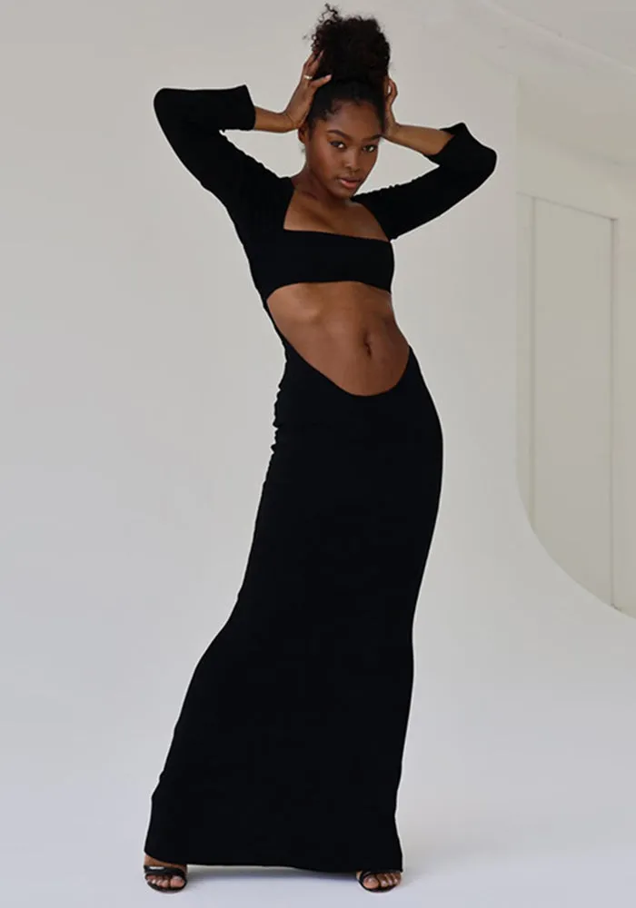 Bold Cutout Long Sleeve Maxi Dress for Edgy Sophistication