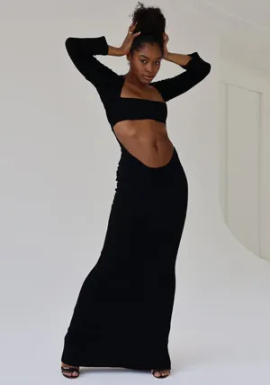 Bold Cutout Long Sleeve Maxi Dress for Edgy Sophistication