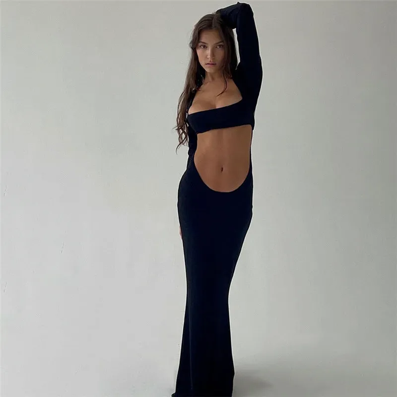 Bold Cutout Long Sleeve Maxi Dress for Edgy Sophistication
