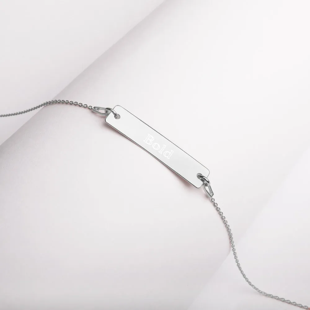 “Bold” Engraved Self-Affirmation Bar & Chain Necklace
