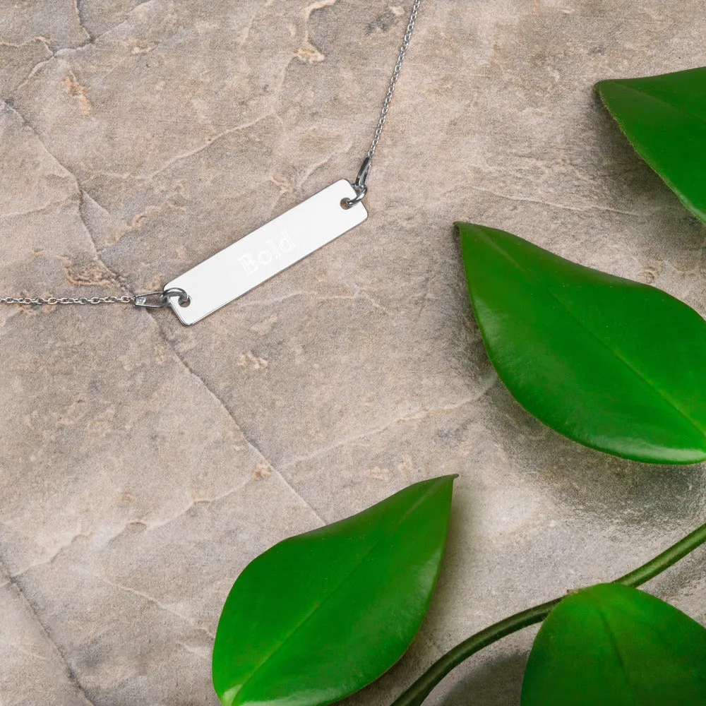 “Bold” Engraved Self-Affirmation Bar & Chain Necklace