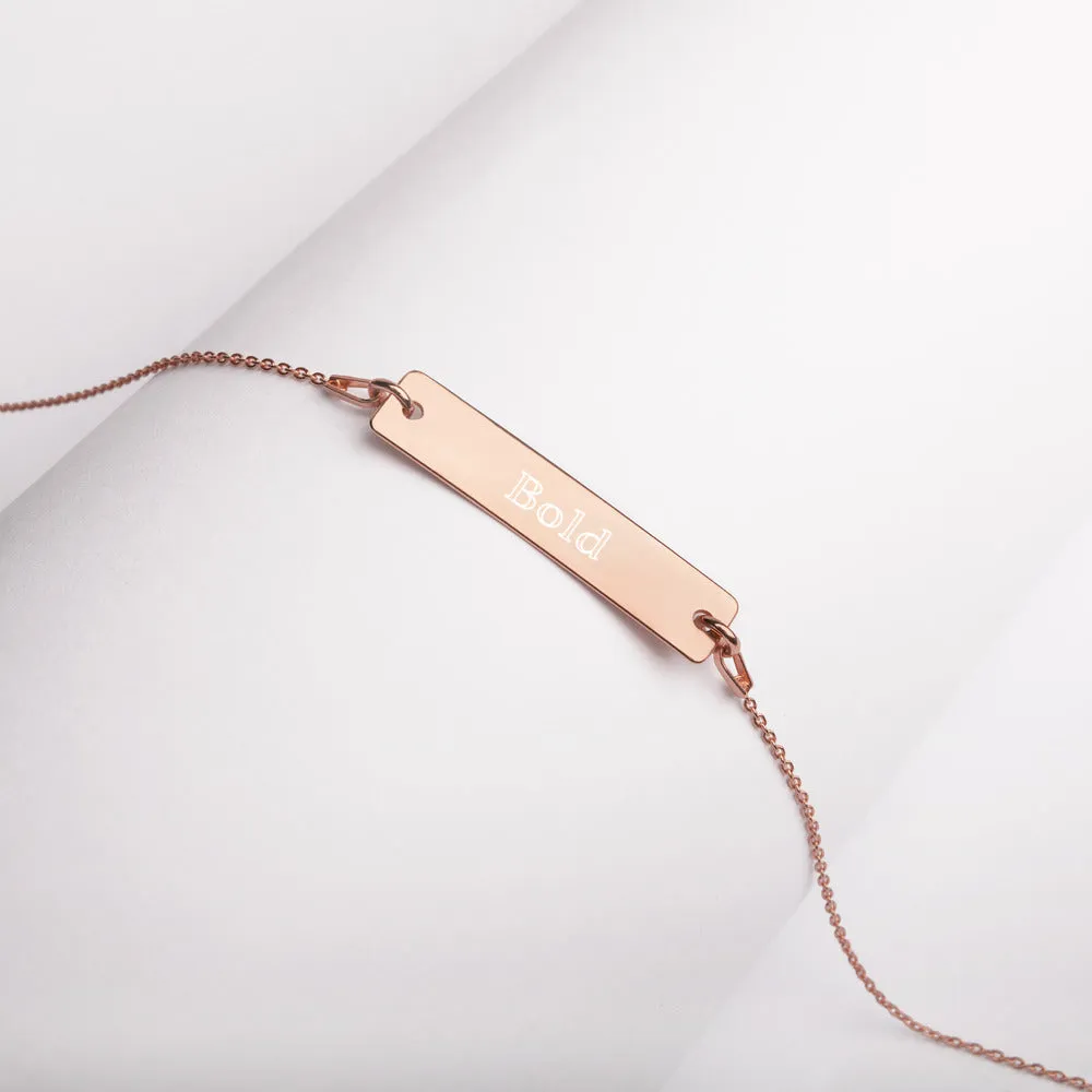 “Bold” Engraved Self-Affirmation Bar & Chain Necklace