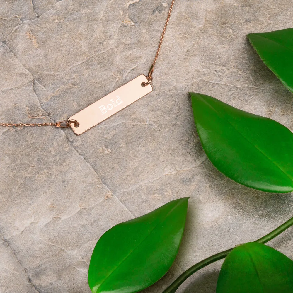“Bold” Engraved Self-Affirmation Bar & Chain Necklace